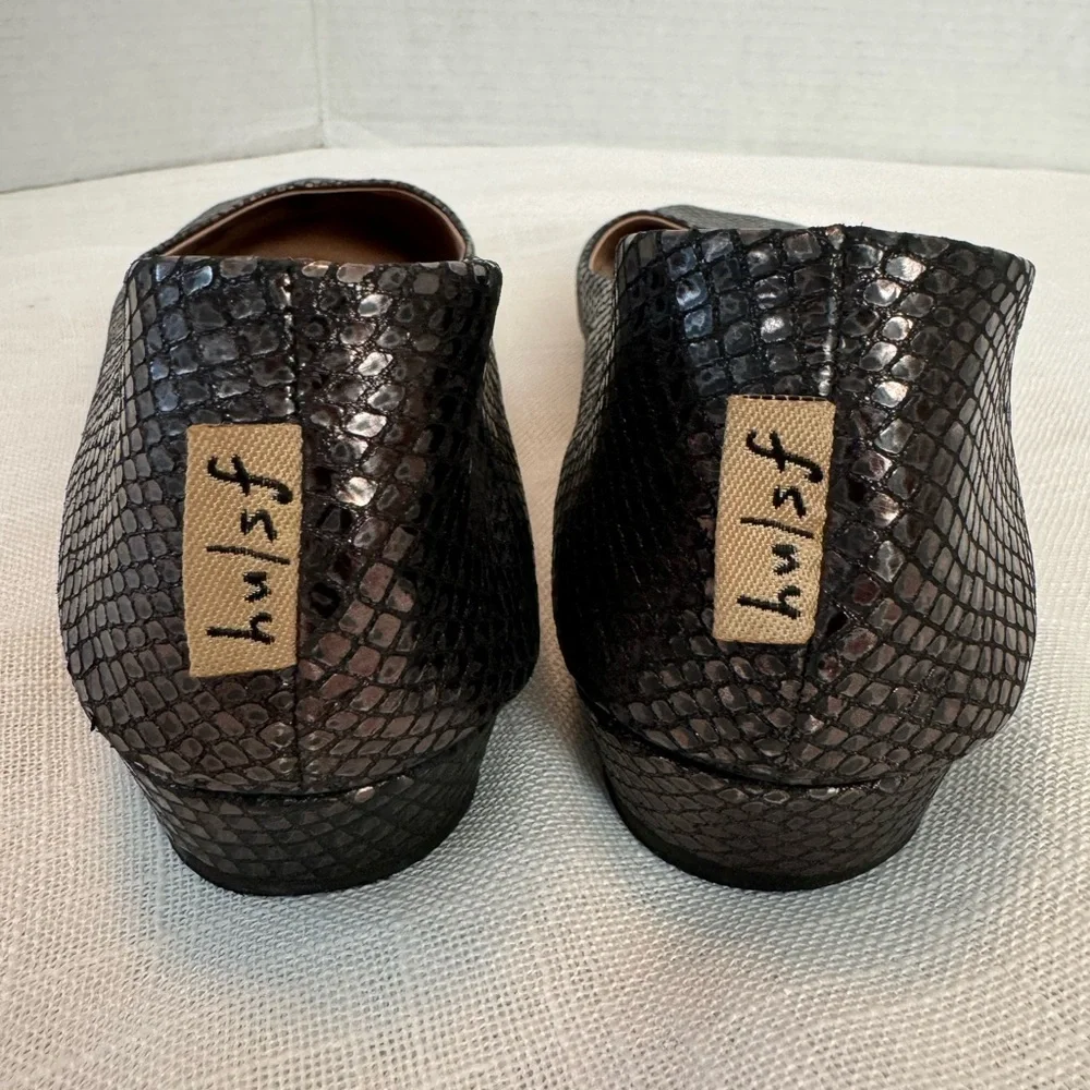 Genuine Leather ballet flats Lagenlook Fslny Italy Size 9 Gray shimmer Fairycore